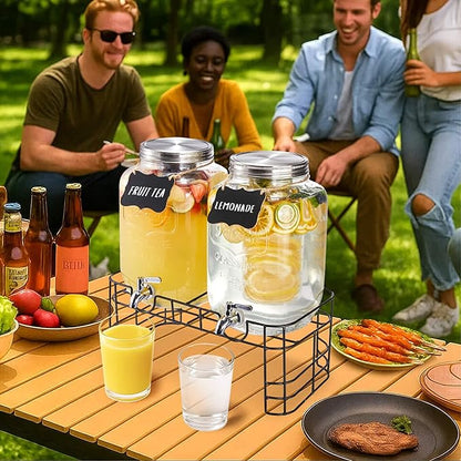 2 Gallon Large Glass Drink Dispenser Set, 2 Pack Beverage Dispensers with Stand & 18/8 Stainless Steel Spigot, Leakproof for Lemonade, Sun Tea & Iced Tea - Image 7
