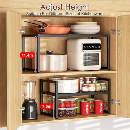 Expandable Kitchen Storage Shelves,110LBS Heavy Duty Metal Garage Shelving Units For Pot Pans Appliance,Adjustable Small Storage Shelf Rack Organizer For Kitchen Countertop Under Cabinet Garage Pantry - Image 4