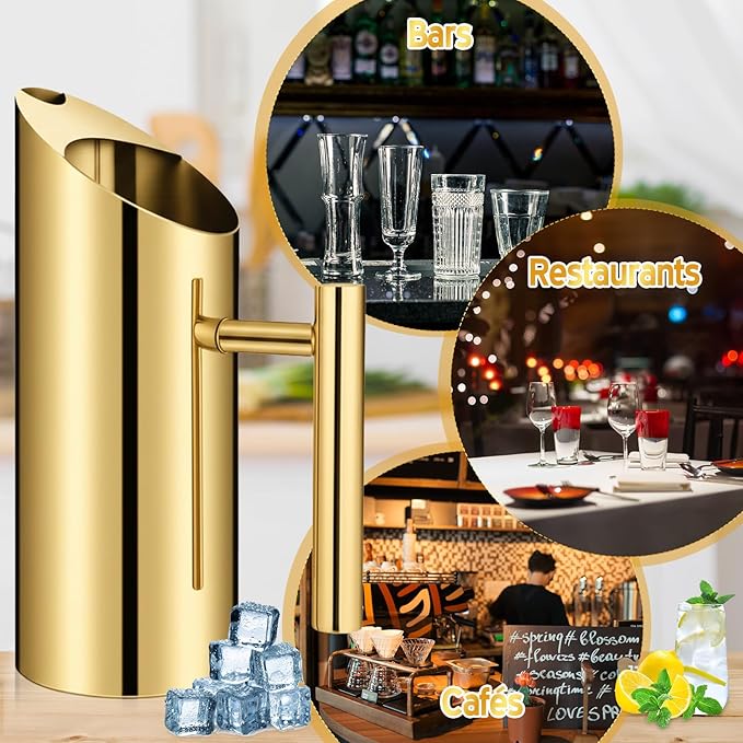 Funnymoom 3 Pack 35 Oz/1.0 L Stainless Steel Water Pitcher Modern Metal Pitcher with Ice Guard Gold Carafe Drink with Handle or Iced Hot Drink Tea Juice Coffee Beer - Image 5