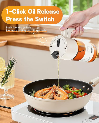 OURCABECUE Upgrade 2 in 1 Oil Sprayer for Cooking, 17oz Light-Blocking Glass Olive Oil Dispenser Bottle for Kitchen,Food-Grade Oil Mister with 8 Stickers for Salad, Frying (Brown Bottle-White Cap) - Image 6
