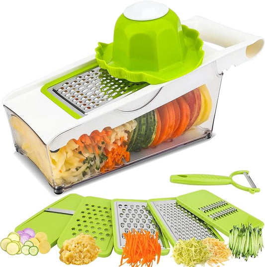 Graters For Kitchen, Cheese Grater with Container, Mandoline Slicer For Kitchen, Vegetable Grater, Carrot Shredder, Julienne Slicer and Peeler, Potato Slicer by ADODU