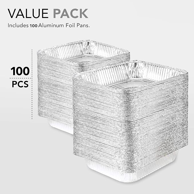 Stock Your Home Aluminum Pans 9x13 Disposable Foil Baking Pans (Pack Of 100) - Half Size Steam Table Deep Pans - Tin Foil Pans Great for Cooking, Heating, Storing, Prepping Food - Image 3
