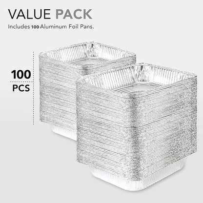 Stock Your Home Aluminum Pans 9x13 Disposable Foil Baking Pans (Pack Of 100) - Half Size Steam Table Deep Pans - Tin Foil Pans Great for Cooking, Heating, Storing, Prepping Food - Image 3