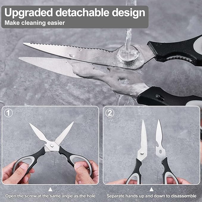 3-Pack Kitchen Scissor All Purpose Kitchen Shears Heavy Duty Scissors Stainless Steel Dishwasher Safe Cooking Scissors, Kitchens Utensils removable for Cutting Meat, Chicken,Fish, Vegetable - Image 5