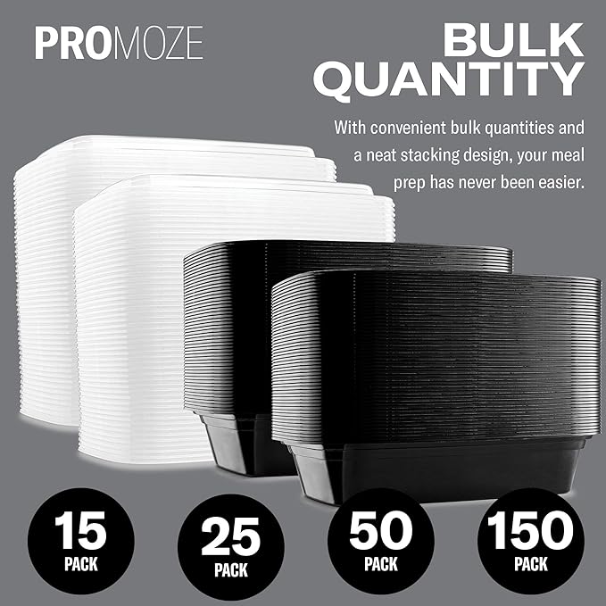 50-Pack Reusable Meal Prep Containers Microwave Safe Food Storage Containers with Lids, 28 oz - 1 Compartment Take Out Disposable Plastic Bento Lunch Box To Go, BPA Free - Dishwasher & Freezer Safe - Image 4