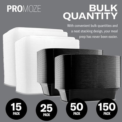 50-Pack Reusable Meal Prep Containers Microwave Safe Food Storage Containers with Lids, 28 oz - 1 Compartment Take Out Disposable Plastic Bento Lunch Box To Go, BPA Free - Dishwasher & Freezer Safe - Image 4