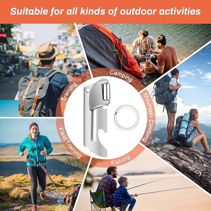 12 Pieces Military Style Can Openers with Key Rings, Anglecai P-57 Military Camping Can Openers Stainless Steel Army Survival Cans Opener Portable Cans Opener for Traveling (Style 6 (P57))