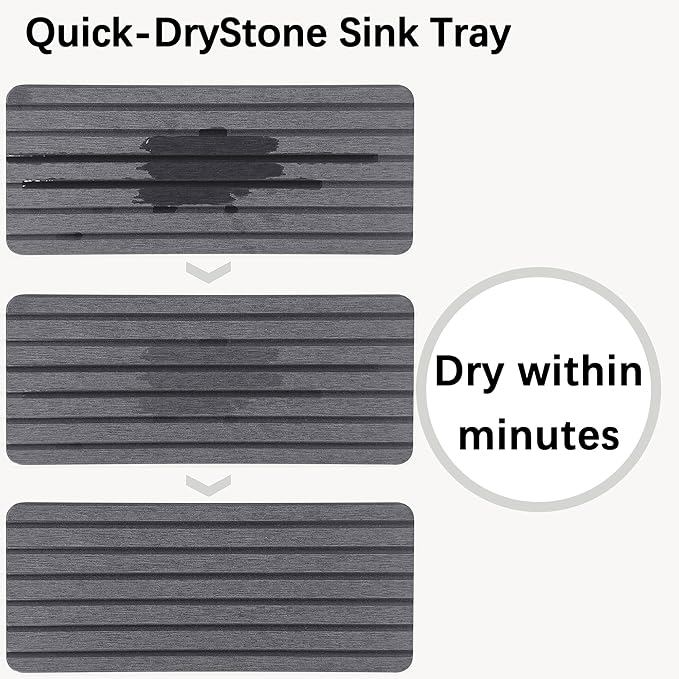 NiuYichee 2 PCS Water Absorbent diatomite Coasters, 9.5" x 4" Water Absorbing Stone Tray for Sink, Stone Drying mat for Kitchen Counter, Stone soap Tray Used for Hand Soaps & toiletries & Plants - Image 5