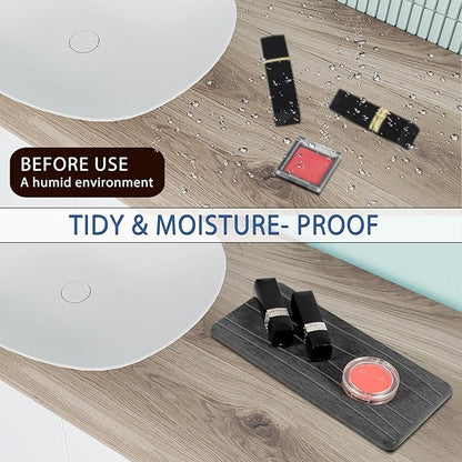 2PCS Water Absorbing Stone Tray, Fast Drying Stone Sink Tray, Water Absorbent Diatomite Trays, Stones Soap Trays, Diatomite Coasters for Kitchen Sink Bathroom Counter, Hand Soap Dish & Holders - Image 3