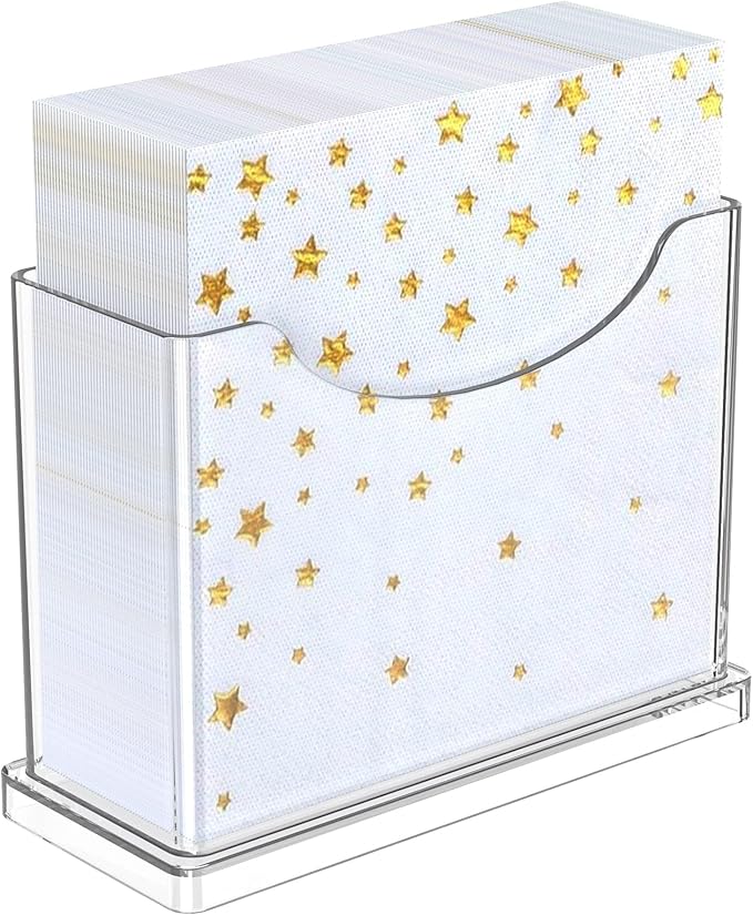 Cocktail Napkin Holder Table - for 5 x 5 Inches Napkin, Clear Upright Small Paper Napkins Holders for Party Kitchen Dinner Home Bar Decorative