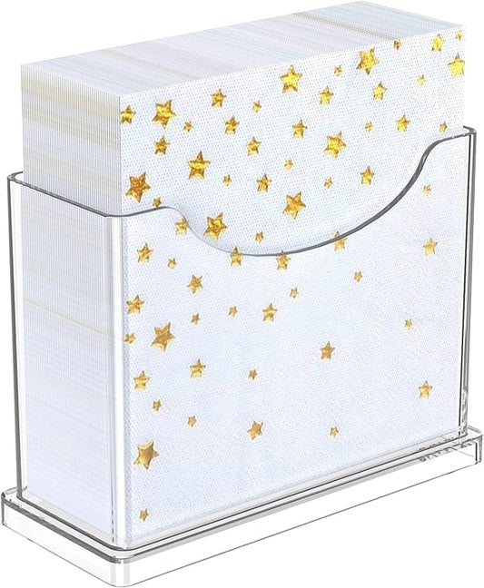 Cocktail Napkin Holder Table - for 5 x 5 Inches Napkin, Clear Upright Small Paper Napkins Holders for Party Kitchen Dinner Home Bar Decorative