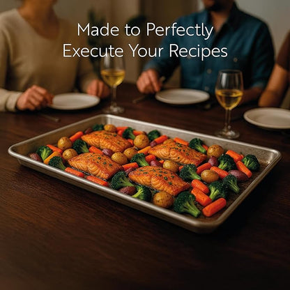 Restaurantware Met Lux 26 x 18 Inch Industrial Baking Pan 1 Heavy-Duty Full-Size Bakery Sheet Pan - Rimmed Edges Endures Up To 392F Aluminum Sheet Pan Dishwashable Ideal For Baking Or Roasting