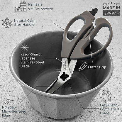 CANARY Japanese Kitchen Shears with Cutter 7.5" Offset Angled Blade, Made in JAPAN, Dishwasher Safe Come Apart Blade, All-Purpose Detachable Kitchen Scissors, Rust Proof Japanese Stainless Steel, Gray - Image 2