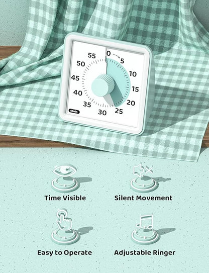 LIORQUE Visual Timer for Kids, 60-Minute Countdown Timers for Classroom Office Kitchen with Silent Operation, Kids Timer for Teaching (Batteries Included) - Image 6