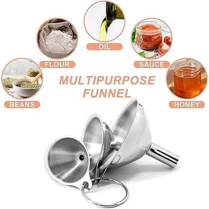 Anaeat Stainless Steel Mini Kitchen Funnel Set, 3 Pack Durable Metal Filling Funnels for Transferring Liquid, Dry ingredients, Cosmetic Lotion, Fluid, Spices, Powder - Food-Grade & High Heat Resistant - Image 7