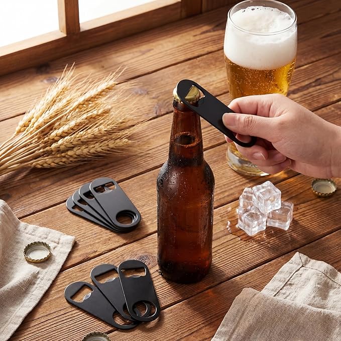 Remerry Bottle Openers Stainless Steel Flat Bottle Opener Bulk 3.4 x 1.3 Inches Bartender Beer Key Soda Can Mini Speed for Kitchen, Bar or Restaurant(Black,150 Pcs) - Image 4