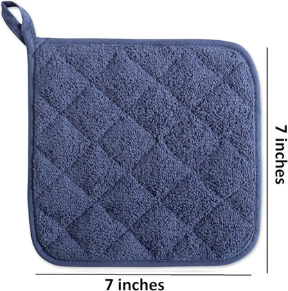 DII Basic Terry Collection Quilted 100% Cotton, Potholder, French Blue, 3 Piece - Image 2