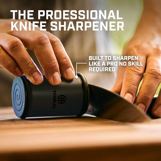 Tumbler Pro Black Rolling Knife Sharpener™ Starter Set - Knife Sharpening Made Easy - Sharpening Kit Includes Magnet Holder Pro, Whetstone Upgrade Discs (3000 & 6000 Grit) & Weighted Pro Stand - Image 9