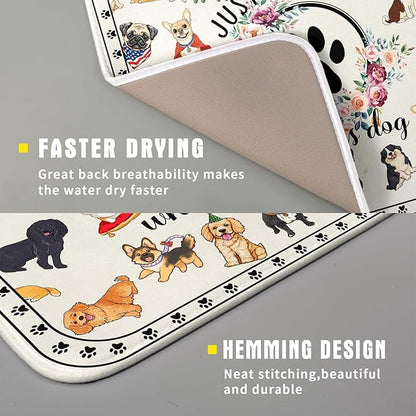 Lovely Dogs Dish Drying Mat Absorbent Printed Drying Pad for Kitchen Counter - Image 3