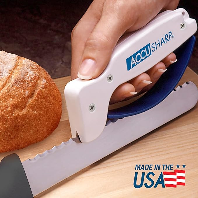 AccuSharp Knife Sharpener, Ergonomic Comfortable Handle, Compact & Easy to Use, Restore and Hone Straight & Serrated Knives, White - Image 8