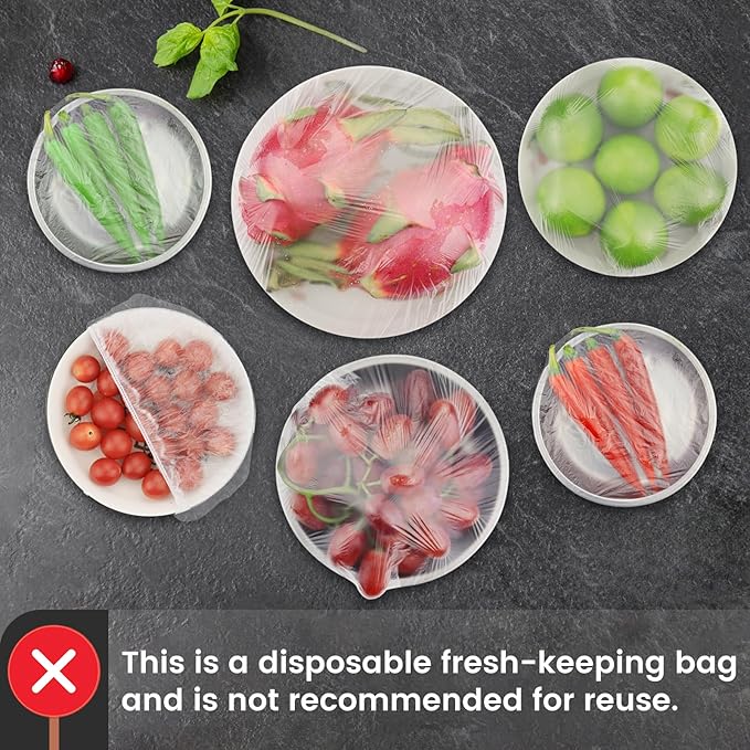 Nanaborn Fresh Keeping Bags 200pcs with Elastic Disposable Shrinkable Food Storage Covers for Kitchen Bowl/Plates - Image 5