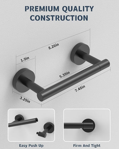 RARXTR Matte Black Toilet Paper Holder SUS304 Stainless Steel Double Post Pivoting Toilet Paper Roll Holder Wall Mounted Toilet Tissue Holder for Commercial Bathroom RV