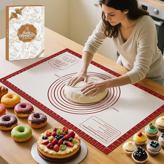 Silicone Baking Pastry Mat, Non Stick Dough Rolling Sheet with Measurement, Nonslip Kitchen Counter Mat, Oven Liner Mat Fondant Dough Kneading Mat for Making Cookies Macarons Bread Pizza by MimekitchenKitchenHelper
