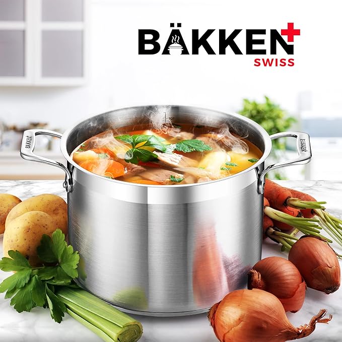 Stainless Steel Stockpot with Lid 8 Quart, Durable 18/8 Stainless Steel, Impact-Bonded Base for Even Heating, Riveted Handles, Oven & All Stove Compatible, Safe Up To 500°F (260°C) - Image 9