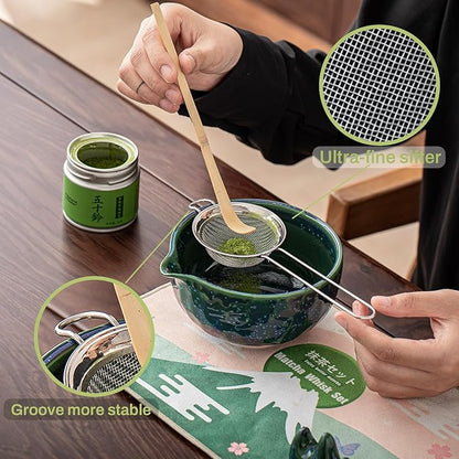 Clay&Fire Matcha Whisk Set，9 Pcs Ceramic Matcha Set, 15 OZ Matcha Bowl with Spout and Whisk for Friend, Ideal Gift for Matcha Lover（Starry） - Image 3