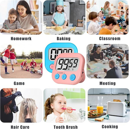 ZILLEEN Classroom Timer for Kids Teachers Digital Timers, Blue Pink 6 Pack - Image 4