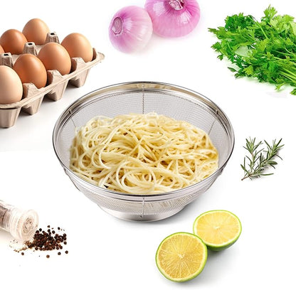 3 Pack Strainers for Kitchen, 18/8 Stainless Steel Colander, Fine Mesh Strainer for Pasta, Rice and Fruit, Sieve for Strain, Drain, Rinse or Steam (5-Quart, 4-Quart and 3-Quart) - Image 7