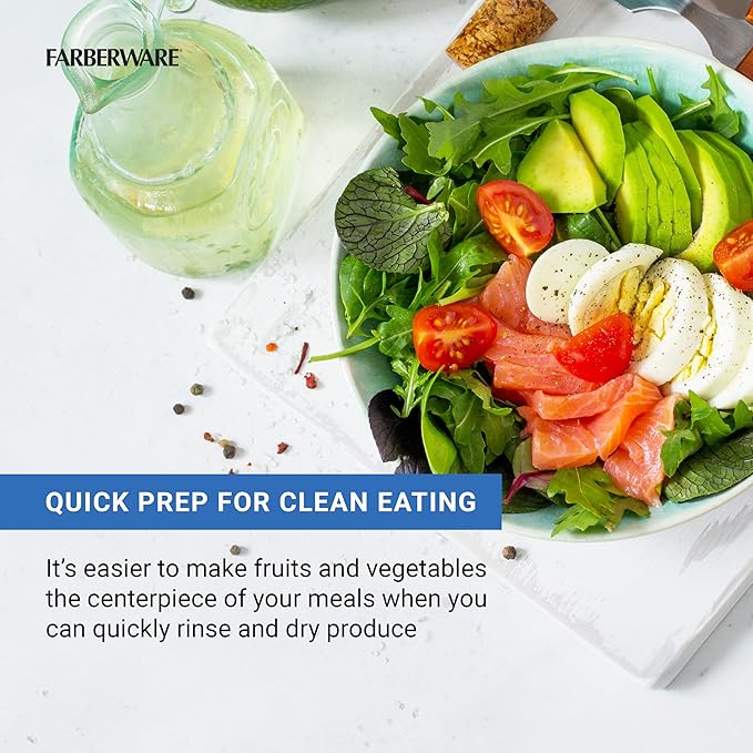 Farberware Easy to use pro Pump Spinner with Bowl, Colander and Built in draining System for Fresh, Crisp, Clean Salad and Produce, 6.6 quart, Green - Image 5