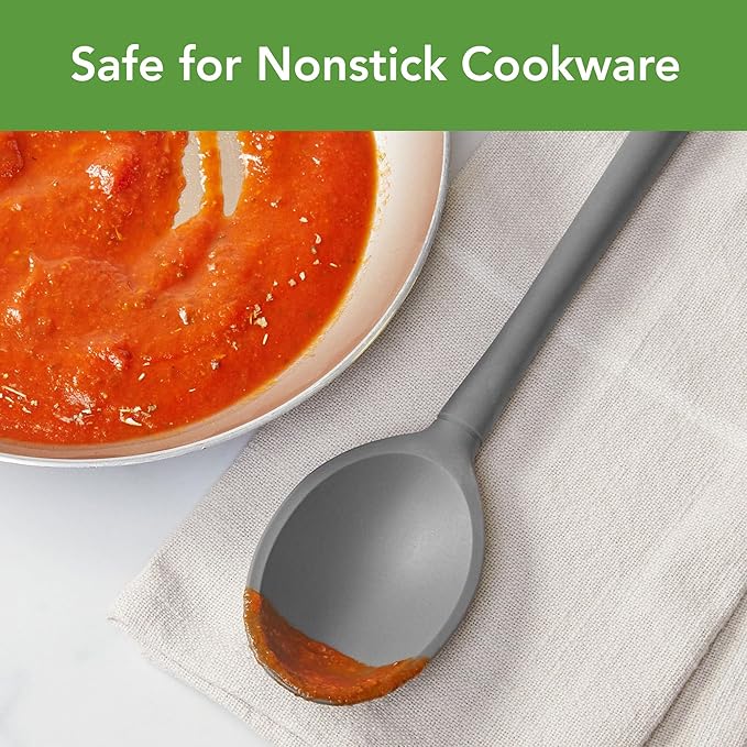 Tovolo Flex Core Silicone Deep Spoon for Cooking Mixing Baking Serving, Dishwasher Safe BPA Free All Silicone Kitchen Mini Spoon Heat Resistant Nonstick Safe Serving Spoon, Charcoal Gray
