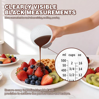 Silicone Measuring Cups Set 125ml + 250ml + 500ml for Cooking Reusable Baking Supplies Silicone Flexible Melting Measure Cup for Butter, Chocolate