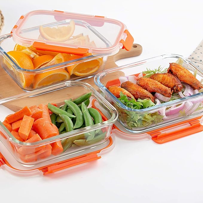 C CREST [10-Pack] Glass Food Storage Containers - Food Prep Containers with Lids - Microwave, Oven, Freezer and Dishwasher Safe - Image 8