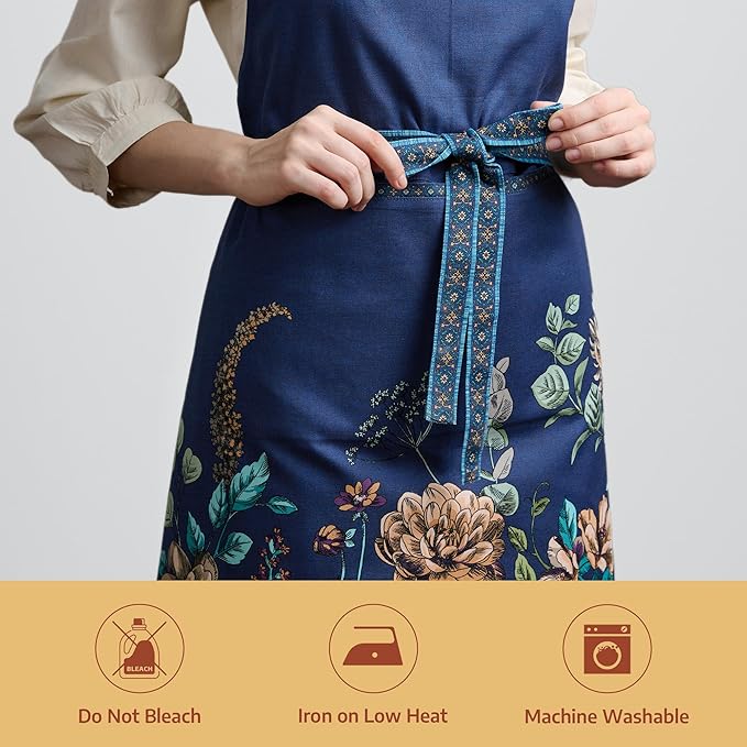 Maison d' Hermine 100% Cotton Apron for women with Pocket Kitchen Chef Apron for Men Cooking Mothers Day Gifts