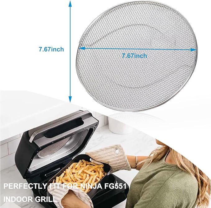 2PCS Replacement Splatter Shield for Ninja Foodi FG551 Air Fryer,Stainless Steel Splatter Screen Part for Ninja Foodi Smart XL 6-in-1 Indoor Grill, FG550, BG500A, DG551