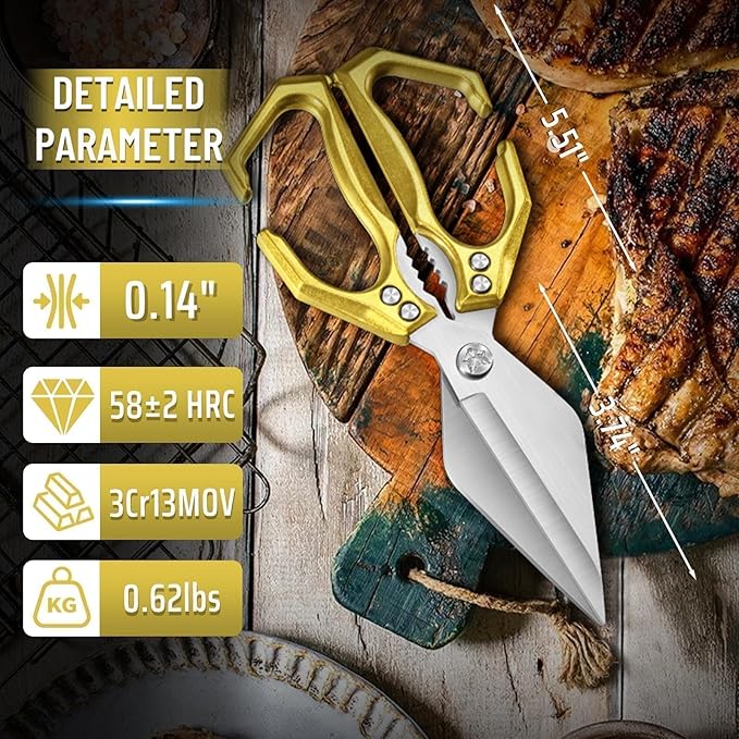 Dream Reach Heavy Duty Poultry Shears Kitchen Scissors for Food with Ergonomic Handle, Japanese High-Carbon Steel Cooking Scissors for Kitchen, Chicken, Meat, Seafood, Bone Cutting Christmas Gifts - Image 5