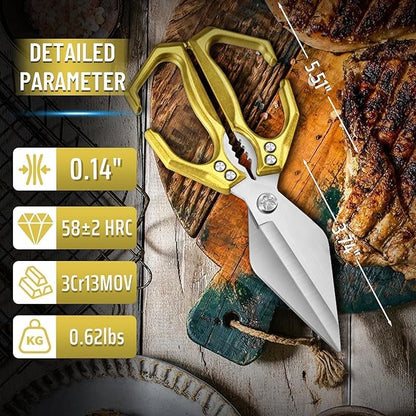 Dream Reach Heavy Duty Poultry Shears Kitchen Scissors for Food with Ergonomic Handle, Japanese High-Carbon Steel Cooking Scissors for Kitchen, Chicken, Meat, Seafood, Bone Cutting Christmas Gifts - Image 5