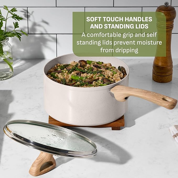 T-fal Revive Ceramic Nonstick Saute Frying Pan with Lid 6 Qt, Oven Safe to 350°F Cookware, Stay-Cool Handle Skillet, Ceramic Pots and Pans, Beige Granite - Image 6