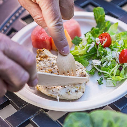 Disposable Wooden Cutlery Set - 100% Home Compostable - Wooden Utensils, Eco-Friendly, Organic, Sustainable and Carbon Neutral Certified - Fork, Knife, Spoon & Napkin - 150 - Image 8