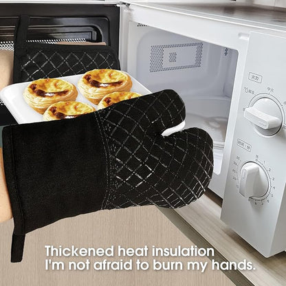 Oven Mitts and Pan Racks 4-Piece Set, Extended Kitchen Oven Mitts and Pan Racks, Heat Resistant 500 °F, Silicone Non-Slip Surface for Baking and Cooking (Black) - Image 5