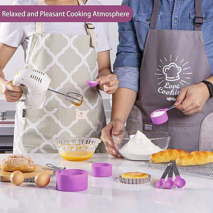 Measuring Cups and Spoons Set of Huygens Kitchen Gadgets 10 Pieces, Stackable Stainless Steel Handle Measuring Cups for Measuring Dry and Liquid Ingredient (Mauve) - Image 7