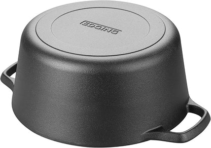 EDGING CASTING Pre-Seasoned Cast Iron Dutch Oven Pot with Skillet Lid Cooking Pan, 2-in-1 Sourdough Bread Baking Pan with Proofing Basket and Baking Supplies, 5QT - Image 5
