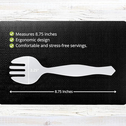 PARTY BARGAINS Disposable White Plastic Serving Forks 8.75 Inch – Heavy Duty White Plastic Forks for Parties, Catering, Weddings, Events – 12 Count