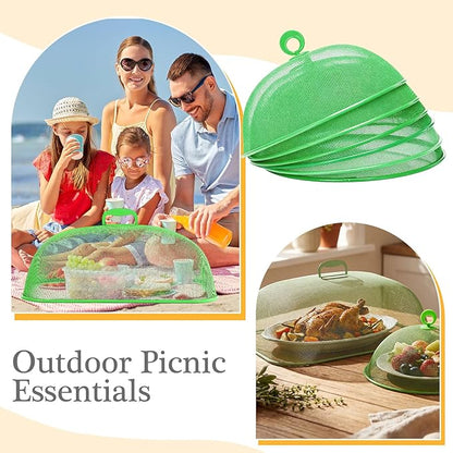 Hicarer 8 Pcs Metal Mesh Screen Food Cover for Outdoors Set Including Extra Large 18.5 in Mesh Food Tents for Outdoor Pcs 11 in Large Dome Picnic Covers (Green) - Image 4