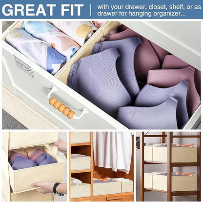Criusia Drawer Organizer Clothes, 24 Pack Dresser Organizer Bins for Nursery Bedroom, Closet Organization and Storage Dividers for Clothing, Baby Clothes, Underwears, Socks (Beige) - Image 4