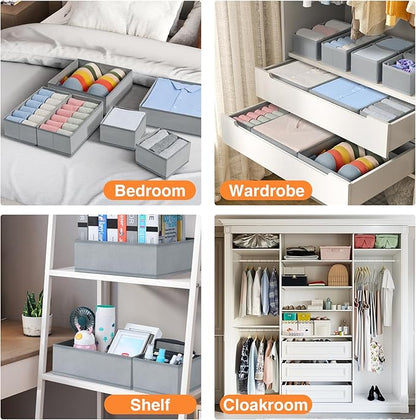 DIMJ Drawer Organizer Clothes, 15 Pack Underwear Organizer, Foldable Closet Bins, Sock Organizer Bra Cube, Fabric Dresser Box for Clothes, Bra, Socks, Tie (Grey) - Image 5