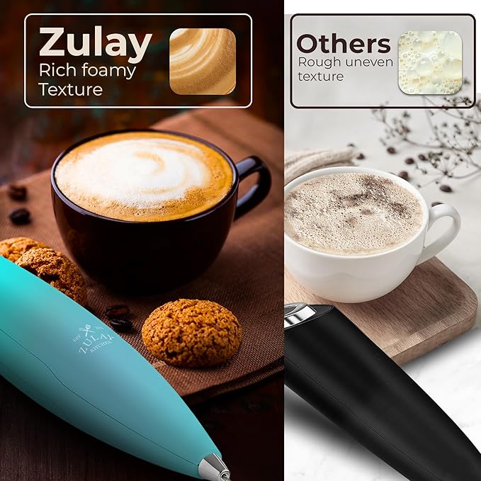 Zulay Kitchen Patented Tornado Triple Whisk Milk Frother with 4 Duracell Batteries – Handheld Foam Maker for Coffee, Lattes, Matcha & Hot Chocolate – Rich, Creamy Froth in Seconds - Turquoise - Image 6