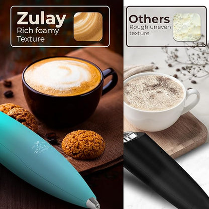 Zulay Kitchen Patented Tornado Triple Whisk Milk Frother with 4 Duracell Batteries – Handheld Foam Maker for Coffee, Lattes, Matcha & Hot Chocolate – Rich, Creamy Froth in Seconds - Turquoise - Image 6